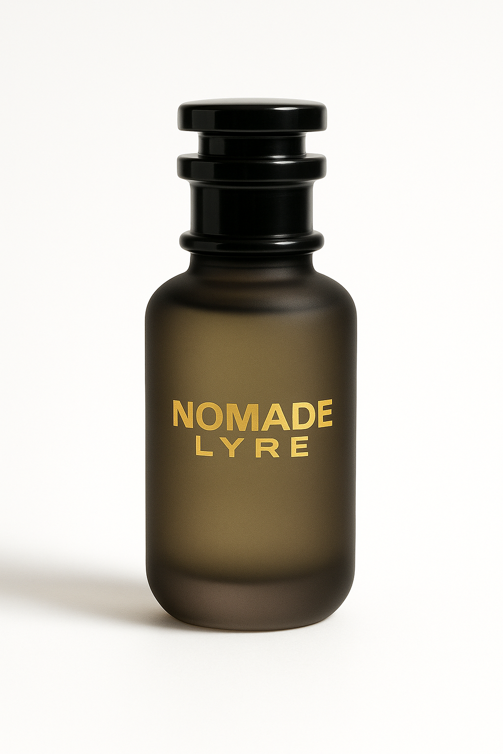 Close-up of NOMADE bottle showing smoky glass texture
