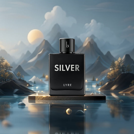 “SILVER by LYRE front bottle view – inspired by Creed Silver Mountain Water”